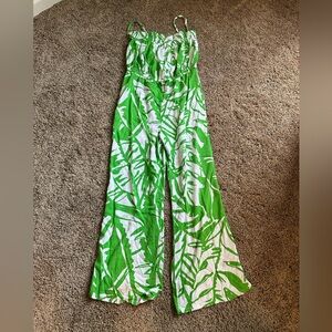 Lilly Pulitzer Green and White Tropical Jumpsuit